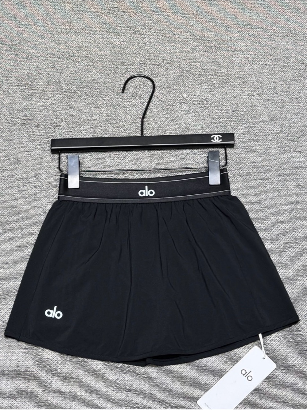 ALO Yoga Black Athletic Skort with White Logo